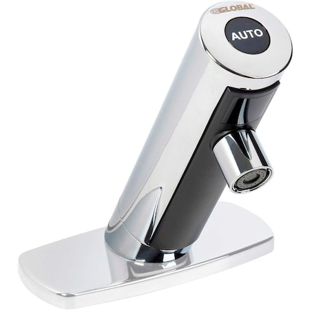 Global Industrial Deck Mounted Sensor Faucet With Trim Plate, 1 GPM, Chrome 299191